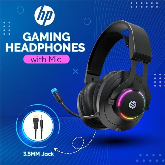 HP Gaming Headset with Microphone Wired Over Ear Gaming Headphones - Picture 2 of 8